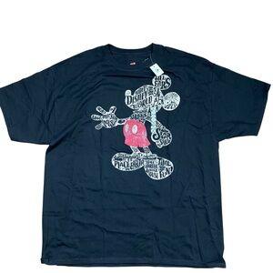 Disney Parks Adult 2XL Black Mickey Mouse Short Sleeve T-Shirt Black Red Parks